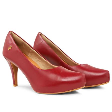 Scarpin Rebu Salto Alto Meia Pata Couro Usaflex Scarpin