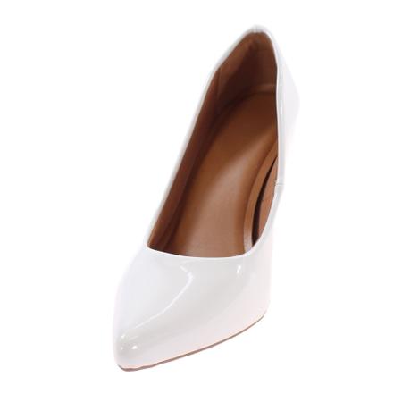 Imagem de scarpin salto fino alto feminino verniz branco confort valle shoes