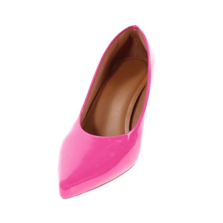 Imagem de scarpin salto fino baixo feminino verniz pink  conforto premium valle shoes