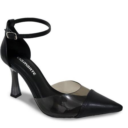 Scarpin Via Marte Preto Transparencia Feminino 224504 Scarpin