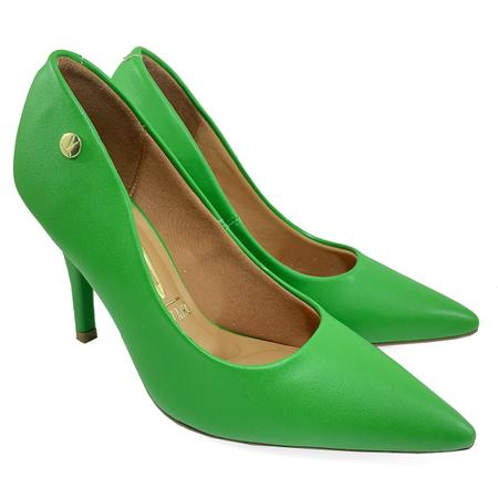 Scarpin Vizzano Pelica Salto Alto Bico Fino Verde Scarpin