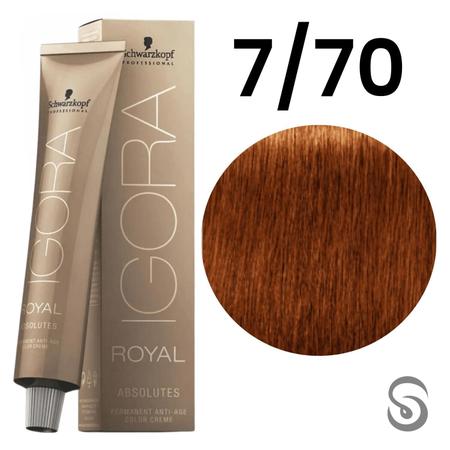 Imagem de Schwarzkopf Igora Absolutes Coloração 7/70 Louro Médio Cobre Natural 60ml