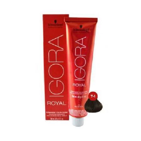 Imagem de Schwarzkopf Igora Royal 7/1 Louro Médio Cinza Hd Tintura 60G