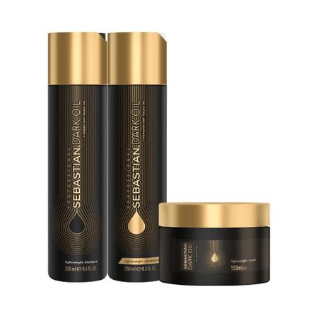 Imagem de Sebastian Dark Oil Shampoo 250ml, Condicionador 250ml e Máscara 150ml