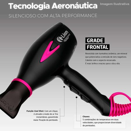 Secador De Cabelo Profissional Lion Aero Pro 2150w - Pink Cor Pink