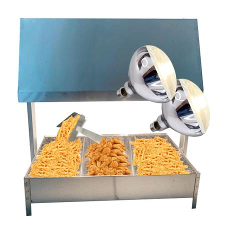 Imagem de Secador aquecedor de batata fritas grande  com 2 lampadas 110v