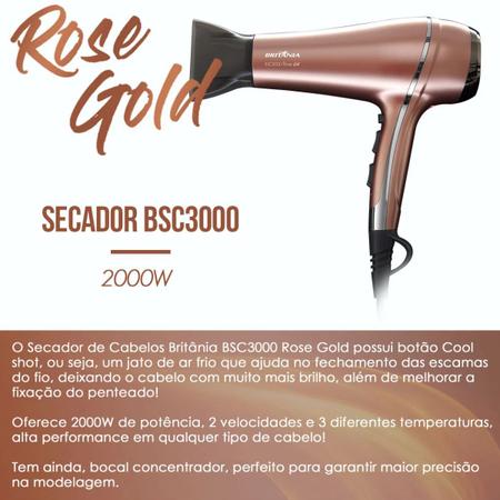 Secador De Cabelo Brit nia 3000 Ion Quente Frio 2000w Difusor