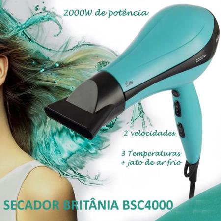 Secador De Cabelo Britania 4000 Tourmaline Ions 2000w Prancha
