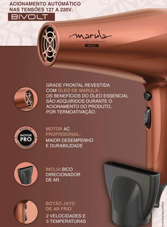 Secador De Cabelo Gama Marula Ceramic Ion 2000w - Bivolt Cor Marrom  110v/220v