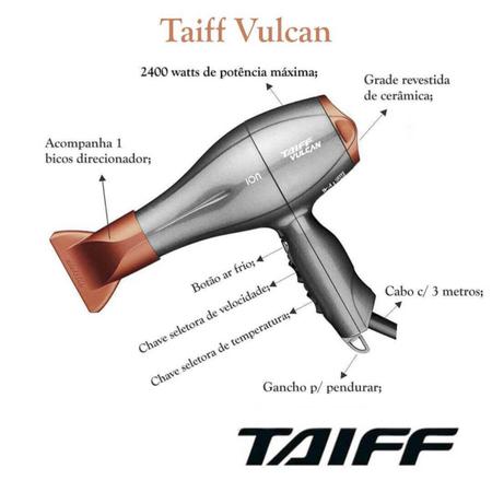 Secador para Cabeleireiro Vulcan 2400W 127v - Taiff, Taiff, Secadores,  Chapas e Termocera, Rekint's Cosméticos