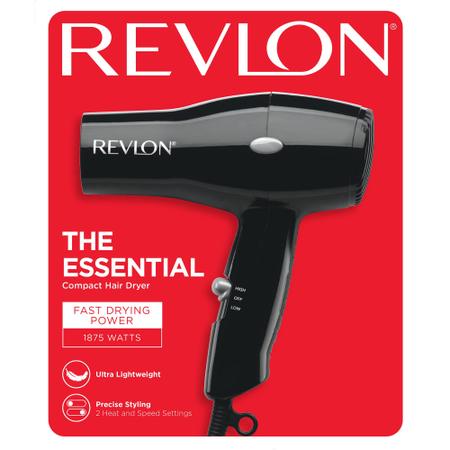 Imagem de Secador de cabelo Revlon Compact 1875W, design leve, preto