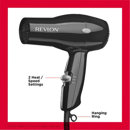 Imagem de Secador de cabelo Revlon Compact 1875W, design leve, preto