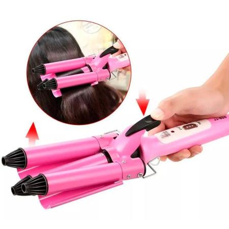 Imagem de Secador De Cabelo Taiff Profissional 2000w Ar Quente Frio Dourado Motor Ac Com Difusor De Cachos Modelador Cachos Triondas Profissional Cacheador Rosa