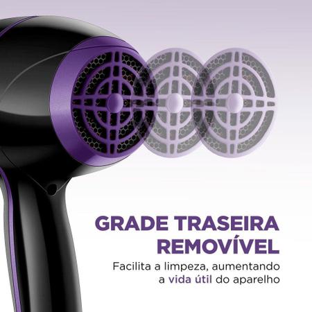 Imagem de Secador de Cabelos Mondial Black Purple SCN-01 com Tourmaline Íon 2000W - Preto