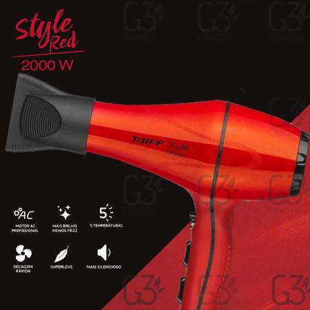 Imagem de Secador Style Vermelho 2000w 220v + Difusor Curves - Taiff