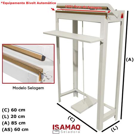 Imagem de Seladora Pedal de Embalagens Plasticas 60cm Bivolt C/ Temporizador Isamaq