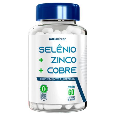 Imagem de Selênio + Zinco Cobre Quelatos Suplemento Alimentar Natural 60 Cápsulas Produto Original Natunéctar