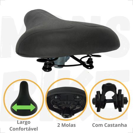 Imagem de Selim Bicicleta Banco Molas Confortável + Kit Luz Bike Farol e Lanterna Led + Bomba de Ar