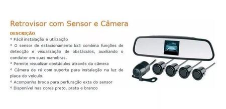 Imagem de Sensor De Estacionamento Branco + Câmera De Ré + Retrovisor