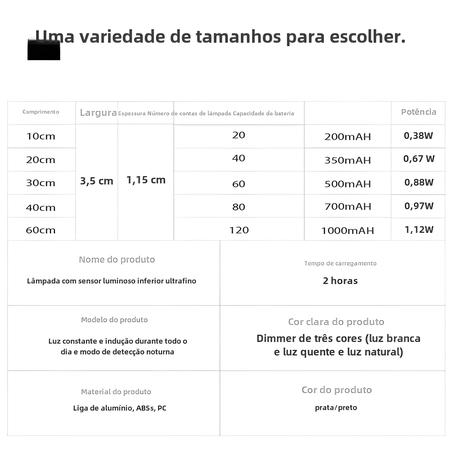 Imagem de Sensor de Movimento LED Recarregável via USB - 3 Cores - Iluminação Interna