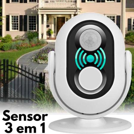 Imagem de Sensor de Presença 3 em 1 Alarme Entrada Anunciador Sonoro Bem Vindo Movimento Alerta Casa Loja