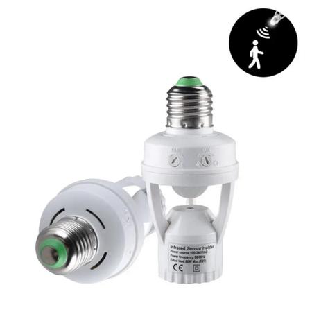 Imagem de Sensor De Presença Com Fotocélula Bocal Para Lâmpada Soquete E27 Iluminação