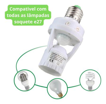 Imagem de Sensor de Presença com Fotocélula para Soquete de Lâmpada E27: Controle Automático da Luz e Economia de Energia