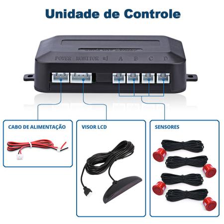 Imagem de Sensor de Ré Estacionamento Vermelho Aviso Sonoro Ford Ecosport 2008 2009 2010 2011 2012