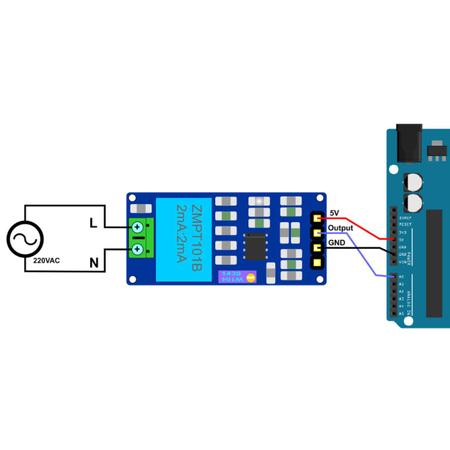 Imagem de Sensor de Tensão AC 0 a 250V Voltímetro ZMPT101B