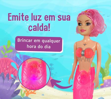 Imagem de Sereia Brinquedo Boneca Princesa Tipo Barbie Com Luz Menina