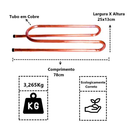 Tubo Cobre 6,5m Chiller Aquecer Agua Lenha Fogo 1/4 Conexão