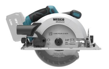 Imagem de Serra circular brushless 190mm s/ bateria 18v wesco ws2821.9