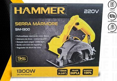 Imagem de SERRA MÁRMORE HAMMER 110mm - 1300W 220V - GYSM1300 + Jogo 1