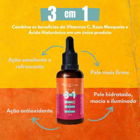 Imagem de Serum Facial Max Love 3 em 1 - Rosa Mosqueta + Vitamina C + Ácido Hialurônico
