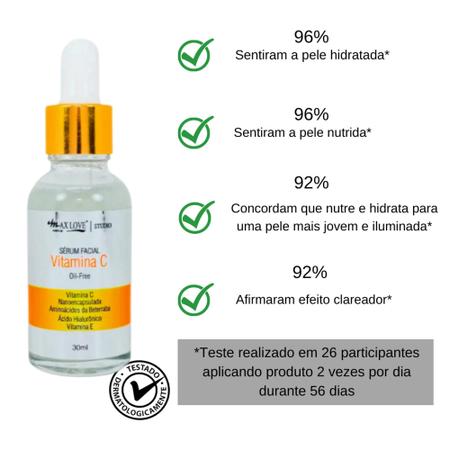 Imagem de Serum Vitamina C + Clareador com Niacinamida + Redutor de Poros Serum pro Rosto Max Love 