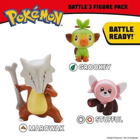 Set Bonecos Pokémon - Marowak, Grookey e Stufful - WCT Sunny - JP Toys -  Brinquedos e Actions Figures para todas as idades