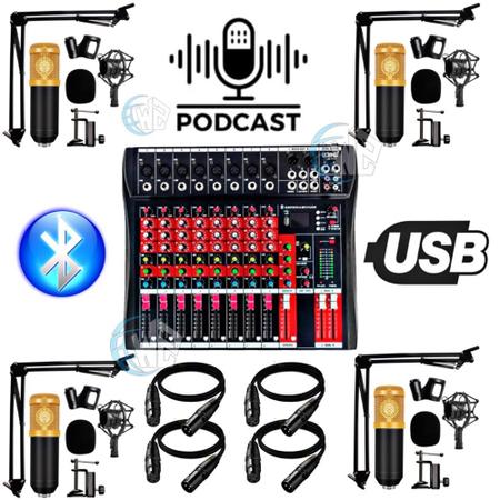 Kit De Placa De Som De Microfone Podcast Versão Em Inglês