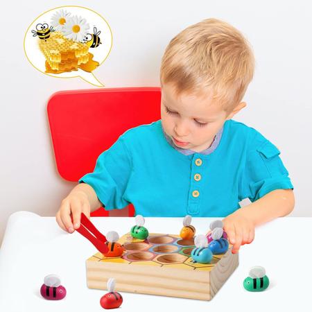 Imagem de SGVV90 Criança Habilidades Motoras Finas Brinquedos-Clamp Abelha para Colmeia Combinando Jogo-Madeira Cor Triagem brinquedo para criança Montessori Pré-Escola Learning Brinquedos Presente para Crianças Crianças