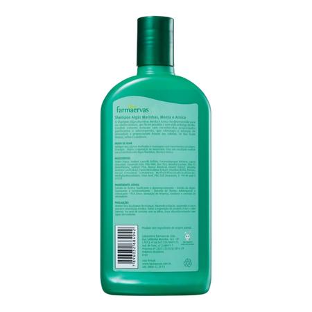 Imagem de Shampoo Algas Menta Arnica Para Cabelos Oleosos Farmaervas 320ml Sem Sal