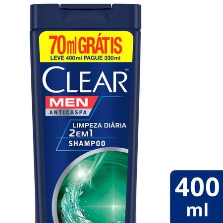 Imagem de Shampoo Anticaspa Clear Men 2 em 1 Limpeza Diária 400ml