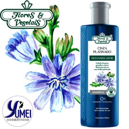 Imagem de Shampoo Cinza Platinado Desamarelador Flores Vegetais 310ml