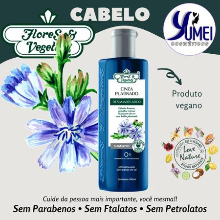 Imagem de Shampoo Cinza Platinado Desamarelador Flores Vegetais 310ml