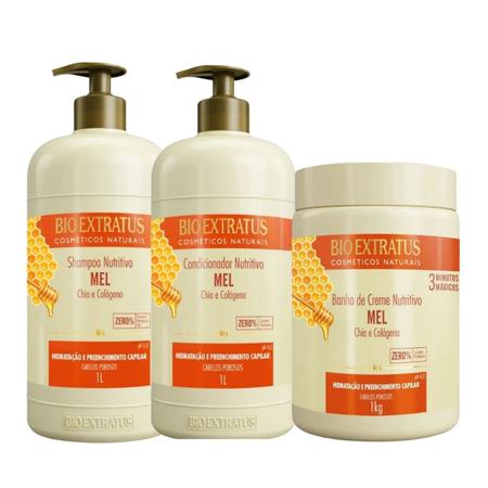 Imagem de Shampoo Cond e Banho de Creme Mel Nutritivo 1Lt Bio Extratus