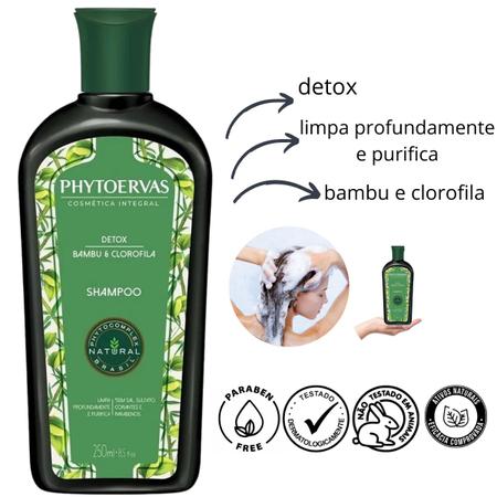 Shampoo Detox Limpeza Hidratação Capilar Phytoervas 250ml
