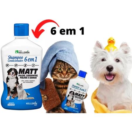 Imagem de Shampoo e Condicionador Pet 6x1 Anti Pulgas Carrapatos Sarna Cães Gatos