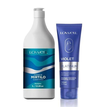Imagem de Shampoo Extrato de Mirtilo 1 Litro + Shampoo Violet Platinum 240 ml Lowell