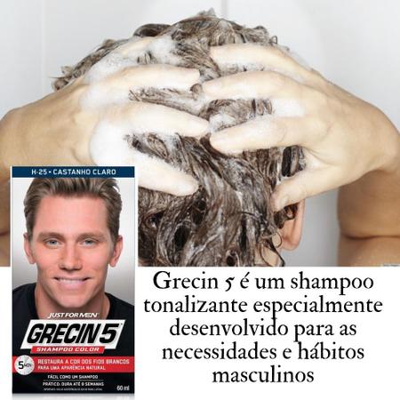 Imagem de Shampoo Grecin 5 Tonalizante Homem Castanho Claro 60ml Men