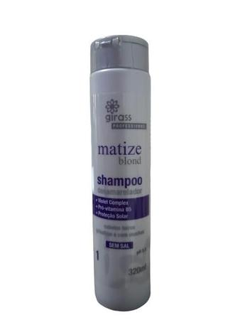 Imagem de Shampoo Matize Blond desamarelador pH 5,0, Cabelos Loiros, Grisalhos, com mechas Sem Sal Girass 320ml