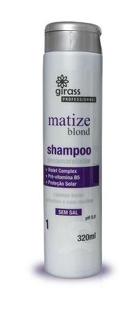 Imagem de Shampoo Matize Blond desamarelador pH 5,0, Cabelos Loiros, Grisalhos, com mechas Sem Sal Girass 320ml