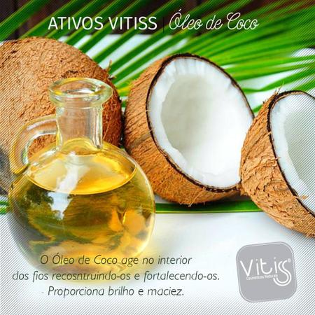Imagem de Shampoo Monoi De Tahiti & Abyssinian Com Óleo de Coco 300 ml - Vitiss Cosméticos - Tratamento Reestruturante Para Cabelos Muito Danificados